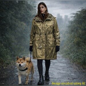 3X Addition Elle Metallic Women's Utility Coat in Dusty Olive